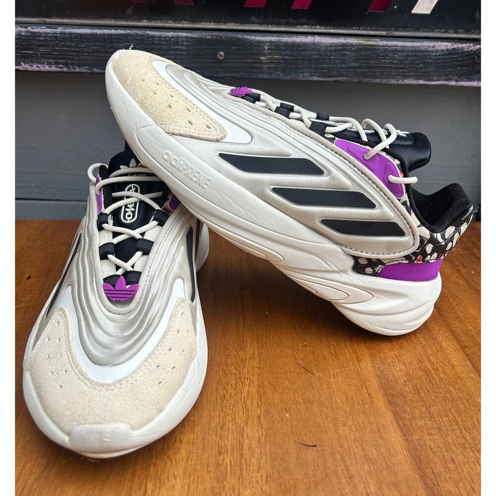 Adidas Ozelia Sneakers Womens Size 9 White Black Purple Adiprene Running Shoes - Picture 6 of 9